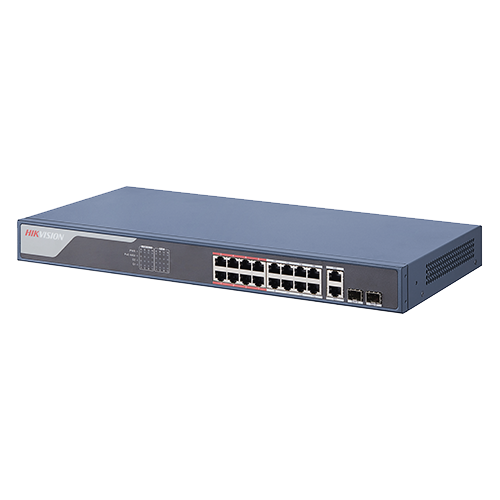 Switch 16 porturi PoE 100Mbps, 2 port uplink Gigabit, SMART Management - HIKVISION DS-3E1318P-EI - HIKVISION