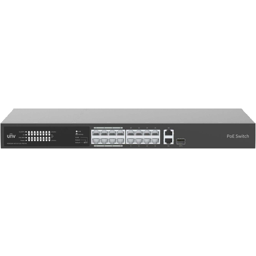 Switch 16 porturi PoE, 1 port Gigaethernet, 1 port Combo - UNV NSW2020-16T1GT1GC-POE-IN - UNIVIEW